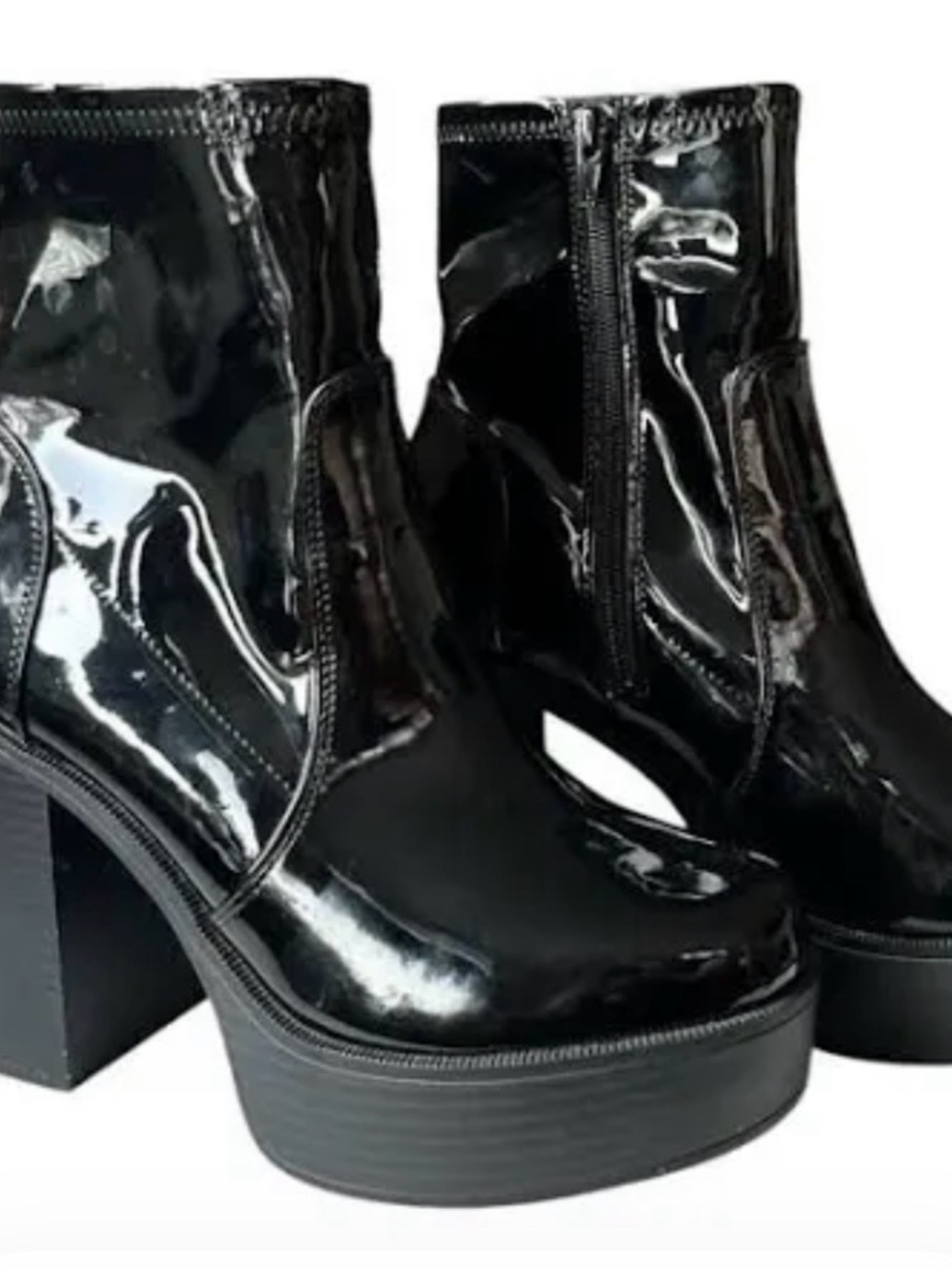 ASOS Black Patent Platform Ankle Boots